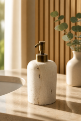 Traverten Sabunluk Antik Gold Eskitme Banyo Sabunluğu Doğal Mermer Retro Sıvı Sabunluk Eskitme Renk