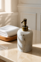 Traverten Sabunluk Antik Gold Eskitme Banyo Sabunluğu Doğal Mermer Retro Sıvı Sabunluk Eskitme Renk
