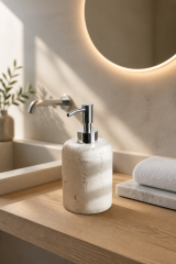 Traverten Sabunluk Gümüş Aksesuar Banyo Sabunluğu Doğal Mermer Retro Sıvı Sabunluk Krom Renk