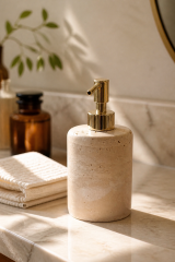 Traverten Sabunluk Gold Banyo Sabunluğu Birinci Kalite Doğal Mermer Retro Sıvı Sabunluk Altın Renk