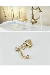 Eskitme Lavabo Bataryası Antik Lavabo Musluğu İşlemeli Vintage Tasarım Banyo Musluğu