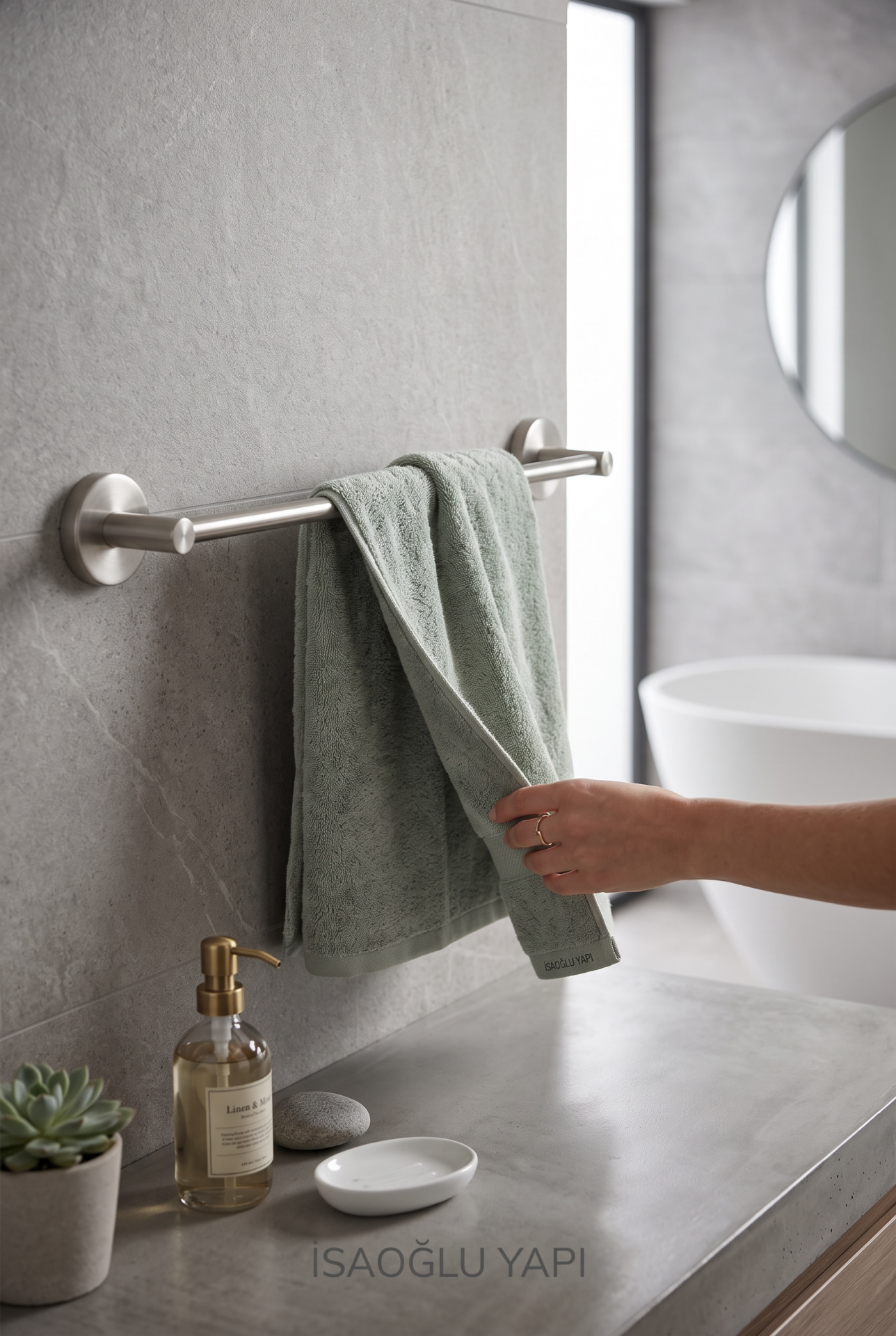 Mat Krom Banyo Havluluk Leke ve Kireç Tutmayan Özel Renk Uzun Banyo Havluluğu İnox Mat Krom Renk