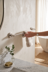 Mat Krom Banyo Havluluk Leke ve Kireç Tutmayan Özel Renk Uzun Banyo Havluluğu İnox Mat Krom Renk