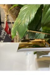 Lavabo Bataryası Şelale Lavabo Musluğu Gold Beyaz Lavabo Armatürü Naturel Doğal Akış