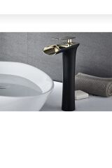 Şelale Lavabo Bataryası Çanak Lavabo Musluğu Siyah Gold Naturel Akışlı Batarya