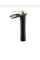 Şelale Lavabo Bataryası Çanak Lavabo Musluğu Siyah Gold Naturel Akışlı Batarya
