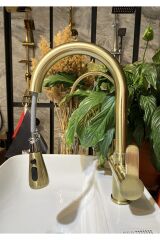 Arıtmalı Mutfak Bataryası Mat Gold Evye Musluğu Spiralli Arıtmalı Mat Altın Batarya Uzayan Sistem