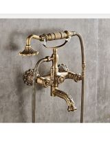 Duş Seti Antik Gold İşlemeli Vintage Tasarım Duş Sistemi Antik Eskitme