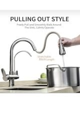 Arıtıcılı Mutfak Bataryası Arıtmalı Evye Musluğu Mat Krom Spiralli Batarya İnox Leke Tutmaz Arıtmalı