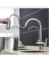 Arıtıcılı Mutfak Bataryası Arıtmalı Evye Musluğu Mat Krom Spiralli Batarya İnox Leke Tutmaz Arıtmalı