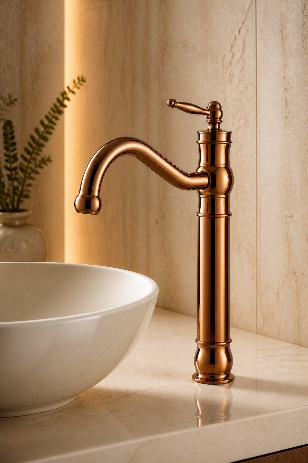 Mat Bakır Bronz Retro Çanak Lavabo Bataryası Rustik Vintage Fırçalanmış Bronz Model Yüksek Seri Çanak Armatürü