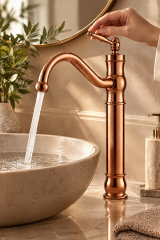 Mat Bakır Bronz Retro Çanak Lavabo Bataryası Rustik Vintage Fırçalanmış Bronz Model Yüksek Seri Çanak Armatürü