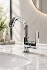 Lavabo Bataryası Silver Gümüş Krom 360 Derece Dönebilen 5 Yıl Garantili Lavabo Armatürü Paslanmaz Çelik