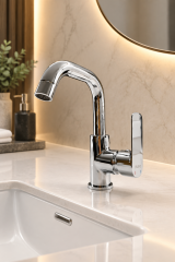 Lavabo Bataryası Silver Gümüş Krom 360 Derece Dönebilen 5 Yıl Garantili Lavabo Armatürü Paslanmaz Çelik