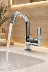 Lavabo Bataryası Silver Gümüş Krom 360 Derece Dönebilen 5 Yıl Garantili Lavabo Armatürü Paslanmaz Çelik