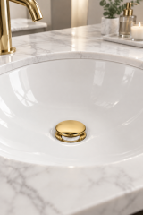 Gold Lavabo Sifon Gideri Bas Bırak Sistem Alt Körük Dahil Komple Set Pop Up Gold Renk