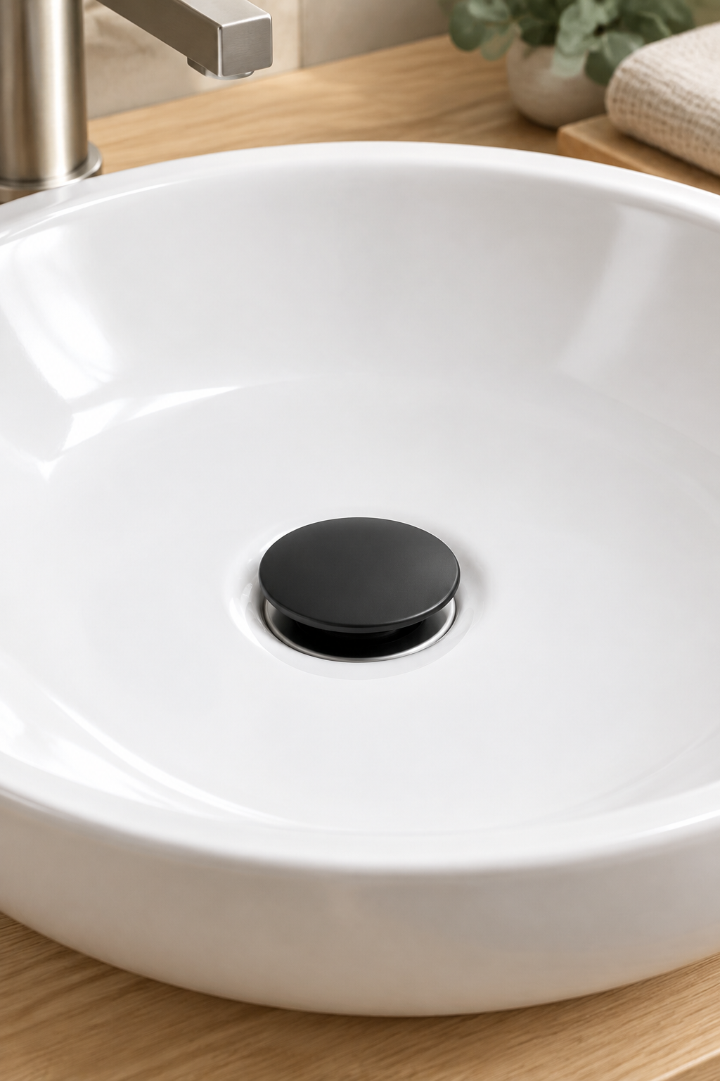 Mat Siyah Lavabo Sifon Gideri Bas Bırak Sistem Alt Körük Dahil Komple Set Pop Up Mat Siyah Renk
