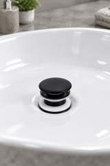 Mat Siyah Lavabo Sifon Gideri Bas Bırak Sistem Alt Körük Dahil Komple Set Pop Up Mat Siyah Renk