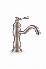Mat Krom Retro Lavabo Bataryası Fırçalanmış Nikel Rustik Lavabo Armatürü Pirinç Materyal
