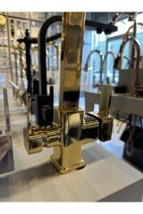 Arıtmalı Mutfak Bataryası Gold Arıtıcılı Evye Musluğu Kare Modern Tasarım Armatür Arıtmalı