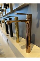 Çanak Lavabo Bataryası Bakır Lavabo Musluğu Bronz Armatür Kare Modern Çanak Armatür