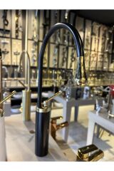Çanak Lavabo Bataryası Gold Siyah Lavabo Musluğu Drop Design Gold Lavabo Armatür