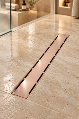 Sukar Bakır Bronz 40 Cm Duş Kanalı Paslanmaz Çelik Gövde Bronze Rose Lineer Duş Gideri 40 Cm Paslanmaz Çelik Materyal