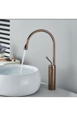 Çanak Lavabo Bataryası Bakır Lavabo Musluğu Bronz Modern Tasarım Armatür Çanak Lavabo Uyumlu