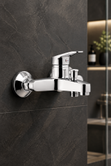 Banyo Bataryası Paslanmaz Pirinç 5 Yıl Garantili Banyo Duş Armatürü Gümüş Krom Renk