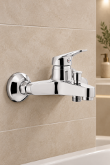 Banyo Bataryası Paslanmaz Pirinç 5 Yıl Garantili Banyo Duş Armatürü Gümüş Krom Renk
