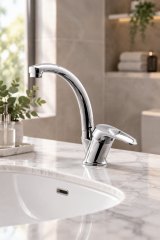 Banyo Lavabo Bataryası Paslanmaz Pirinç 5 Yıl Garantili Banyo Lavabo  Armatürü Gümüş Krom Renk