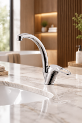 Banyo Lavabo Bataryası Paslanmaz Pirinç 5 Yıl Garantili Banyo Lavabo  Armatürü Gümüş Krom Renk
