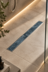 Banyo Duş Kanalı 40 Cm Seramik Uyumlu Desenli Koku Önleyici Antibakteriyel Özellikli 40 Cm Duş Gideri Lineer Sukar