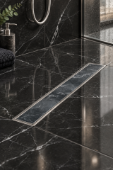 Banyo Duş Kanalı 40 Cm Seramik Uyumlu Desenli Koku Önleyici Antibakteriyel Özellikli 40 Cm Duş Gideri Lineer Sukar