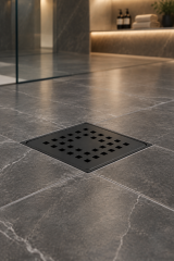 Siyah Banyo Yer Sifonu Sukar Platin Özel Tasarım 10x10 Banyo Yer Süzgeci Paslanmaz Çelik Koku Önleyici Siyah Özellikli Gider