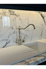 Arıtmalı Mutfak Bataryası Mat Krom Arıtıcılı Evye Musluğu Vintage Tasarım Rustik Batarya