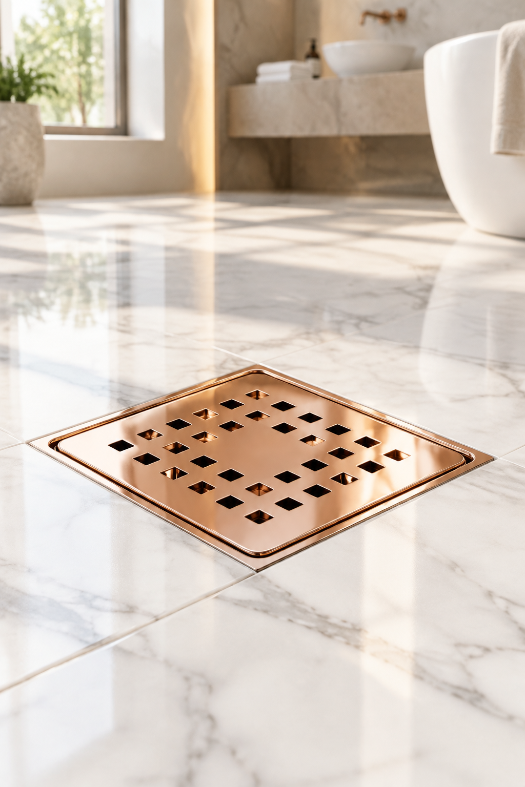 Bakır Banyo Yer Sifonu Sukar Platin Özel Tasarım 10x10 Banyo Yer Süzgeci Paslanmaz Çelik Koku Önleyici Bronz Özellikli Gider