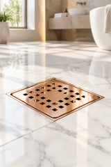 Bakır Banyo Yer Sifonu Sukar Platin Özel Tasarım 10x10 Banyo Yer Süzgeci Paslanmaz Çelik Koku Önleyici Bronz Özellikli Gider