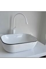 Çanak Lavabo Bataryası Mat Beyaz Lavabo Musluğu Drop Design Armatür Beyaz Musluk