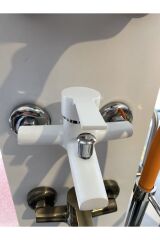 Banyo Bataryası Beyaz Banyo Musluğu Mat Beyaz Duş Bataryası