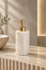 Mat Gold Sabunluk Mat Altın Traverten Doğal Taş Sıvı Sabunluk El Yapımı Özel Tasarım Retro Banyo Aksesuarı