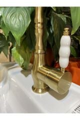 Mutfak Bataryası Mat Gold Evye Musluğu Rustik Tasarım Mutfak Bataryası Fırçalanmış Mat Gold Dore