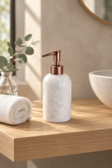 Antik Bakır Bronz Beyaz Mermer Sabunluk Diş Fırçalık ve Katı Sabunluk Seti Bronze Aksesuar El Yapımı Özel Mermer Banyo Seti