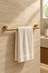 Mat Gold Banyo Havluluğu Fırçalanmış Altın Modern Uzun Banyo Havluluk Pirinç Materyal