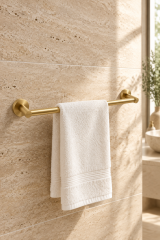 Mat Gold Banyo Havluluğu Fırçalanmış Altın Modern Uzun Banyo Havluluk Pirinç Materyal