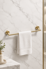 Mat Gold Banyo Havluluğu Fırçalanmış Altın Modern Uzun Banyo Havluluk Pirinç Materyal