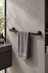 Antrasit Gri Banyo Havluluğu Fırçalanmış Art Grey Modern Uzun Banyo Havluluk Pirinç Materyal