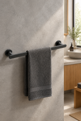 Antrasit Gri Banyo Havluluğu Fırçalanmış Art Grey Modern Uzun Banyo Havluluk Pirinç Materyal