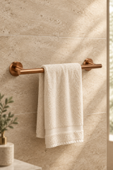 Mat Bakır Bronz Banyo Havluluğu Fırçalanmış Bronz Modern Uzun Banyo Havluluk Pirinç Materyal