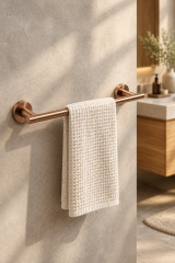 Mat Bakır Bronz Banyo Havluluğu Fırçalanmış Bronz Modern Uzun Banyo Havluluk Pirinç Materyal